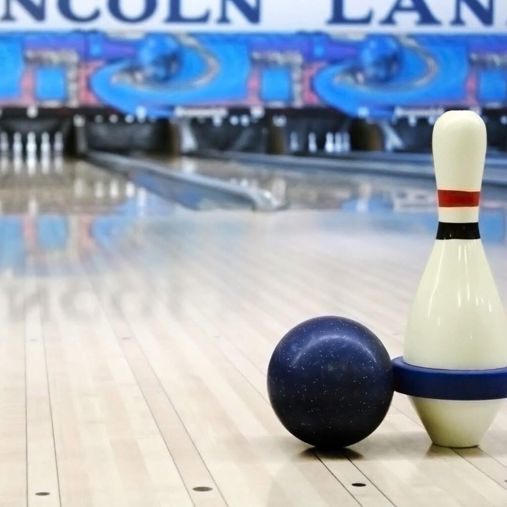 Bowling ball with a pin 